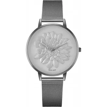 BELLEVUE Woman D12 40mm relógio analógico de quartzo caixa de aço inoxidável bracelete de couro preta