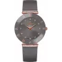 BELLEVUE Woman E112 relógio analógico de quartzo 25mm mostrador prateado bracelete de couro preta