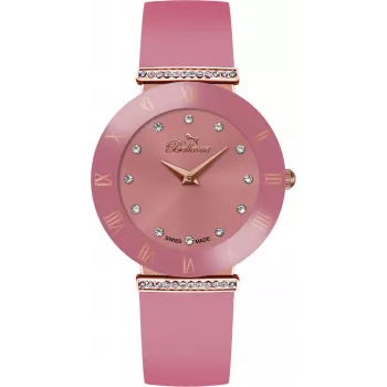 Relógio BELLEVUE Woman E116 quartzo analógico 26 mm mostrador prateado couro preto