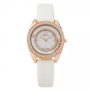 Relógio de mulher BELLEVUE E50 33 mm quartzo analógico caixa de aço inoxidável pulseira de pele genuína