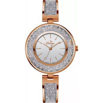 BELLEVUE Woman E68 Relógio de quartzo analógico 33mm com bracelete de pele verdadeira