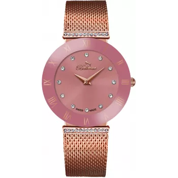BELLEVUE Woman F115 Relógio de quartzo 33mm aço inoxidável mostrador branco pele preta