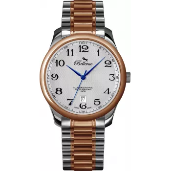 Relógio de mulher BELLEVUE F3 analógico de quartzo 30mm prateado aço inoxidável