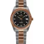 Relógio de quartzo analógico BELLEVUE Woman H19 38mm mostrador prateado bracelete de pele preta