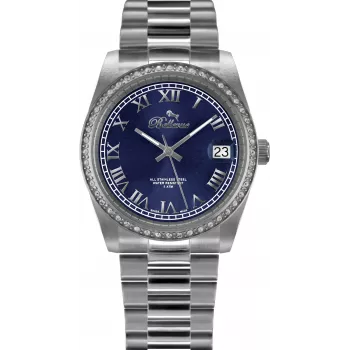 BELLEVUE Woman H5 Relógio de mulher 35 mm quartzo analógico caixa de aço inoxidável bracelete de pele genuína mostrador castanho prateado