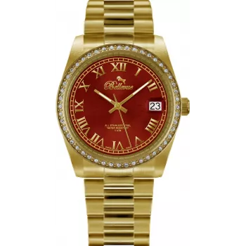 BELLEVUE Woman I18 Relógio analógico de quartzo 28mm mostrador prateado bracelete de couro preta