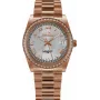 BELLEVUE Woman I28 (28mm) Relógio de pulso de quartzo analógico - Mostrador prateado, bracelete de pele preta