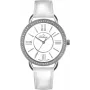 Relógio de quartzo de mulher BELLEVUE A69 38mm mostrador branco pele preta