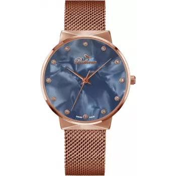 Relógio Bellevue mulher B11 quartzo analógico 33mm caixa de aço inoxidável bracelete de pele genuína