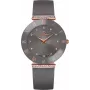 BELLEVUE relógio de quartzo mulher E111 33 mm caixa em aço inoxidável bracelete em pele preta