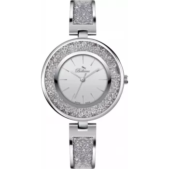 BELLEVUE relógio mulher E67 quartzo analógico 33 mm aço inoxidável malha prateado