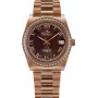 BELLEVUE relógio de senhora analógico de quartzo I29 36mm caixa de aço inoxidável mostrador branco bracelete de pele preta