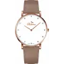 Relógio de quartzo analógico de mulher BELLEVUE B53 40 mm Caixa de aço inoxidável Bracelete de pele preta