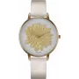 Relógio de mulher BELLEVUE B42-1 40mm aço inoxidável quartzo analógico mostrador branco bracelete de pele preta