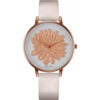 Relógio de mulher BELLEVUE B42-3 39 mm ouro rosa aço inoxidável pele