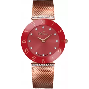Relógio de mulher BELLEVUE F118 (26mm) - Bracelete de malha de aço inoxidável, quartzo, mostrador prateado