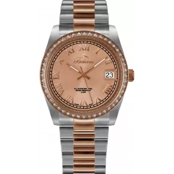 Relógio de mulher Bellevue I23 35mm aço inoxidável quartzo analógico mostrador prateado bracelete de pele preta
