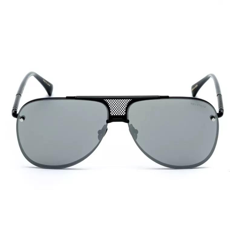 Óculos de sol retangulares de homem Belstaff Beckington - armação de acetato preta, lentes de policarbonato cinzentas, proteção UV400, 60/18/145 mm