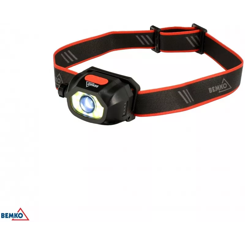 BEMKO C49-LTC02 lanterna frontal LED multifunções recarregável, 200lm, 6500K, 1200mAh, IP44