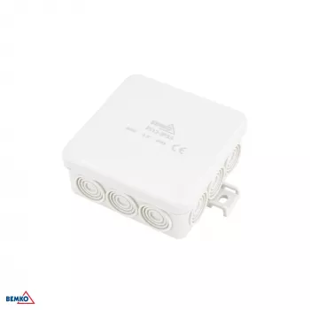 BEMKO E04-PI12-IP55 Caixa de derivação de montagem à superfície 85x85x36,5mm IP55 12 entradas cinzento claro