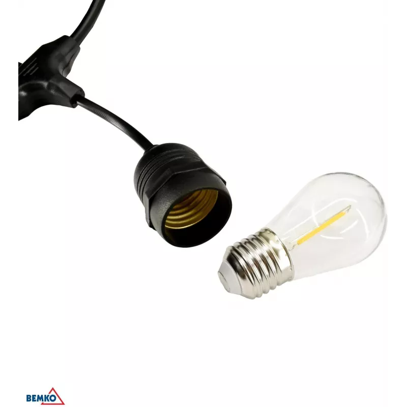 Fio de luzes LED solar para jardim BEMKO SOLBEE 10 LEDs 10m branco quente 3000K IP65 preto