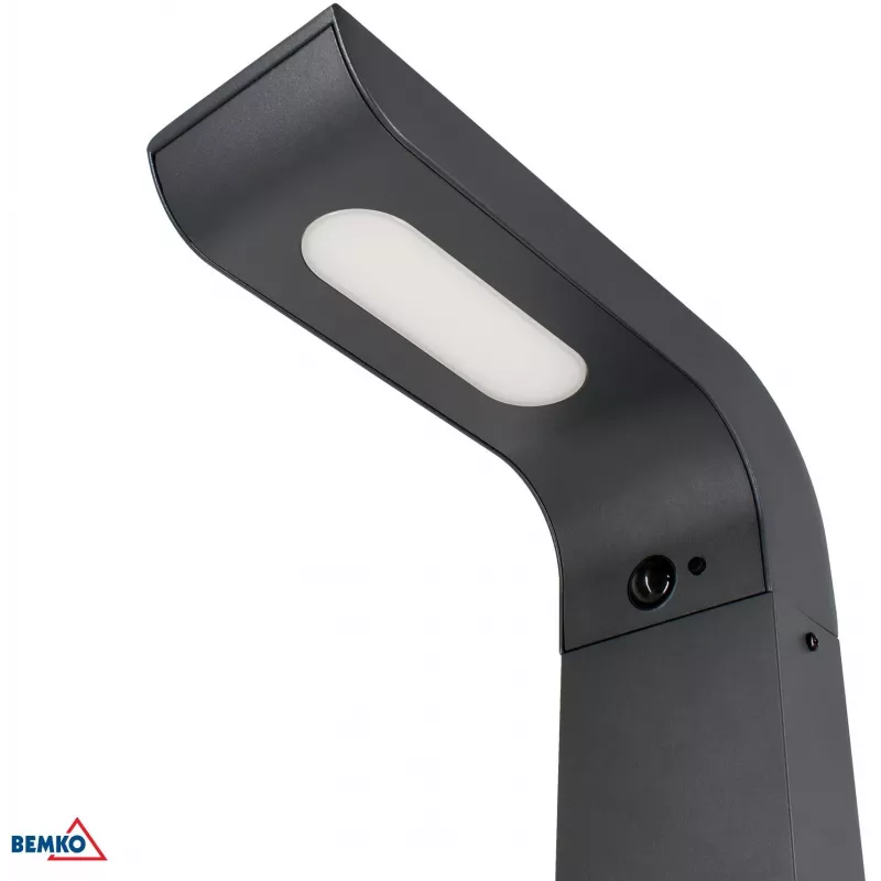 Candeeiro de jardim tipo balizador LED híbrido BEMKO SOLVEO, 7W, 600lm, CCT 3000K/4000K/6500K, 80cm, IP65, Cinzento-escuro, sensor PIR