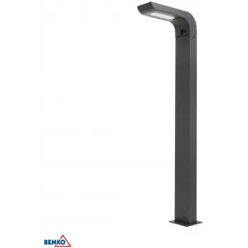 Candeeiro de jardim tipo balizador LED híbrido BEMKO SOLVEO, 7W, 600lm, CCT 3000K/4000K/6500K, 80cm, IP65, Cinzento-escuro, sensor PIR