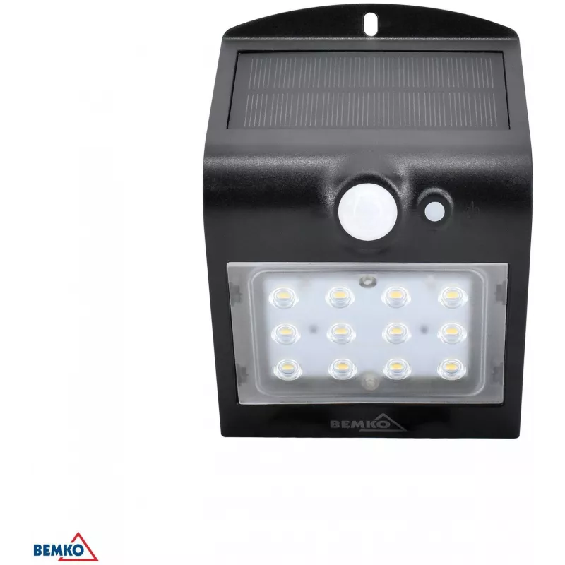 Projetor LED solar BEMKO TRINGO 1,5W 220lm 4000K IP65 preto com sensor PIR C83-SOT-001BL-PIR