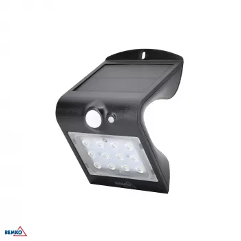 Projetor LED solar BEMKO TRINGO 1,5W 220lm 4000K IP65 preto com sensor PIR C83-SOT-001BL-PIR