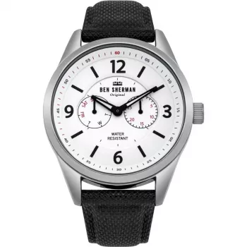 BEN SHERMAN relógio de quartzo analógico homem WB069WB 45 mm mostrador preto pulseira de pele preta