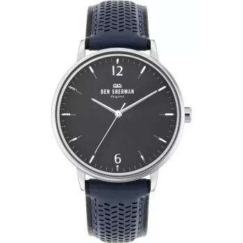 Relógio de homem BEN SHERMAN WB038U 43mm mostrador preto bracelete de pele sintética preta