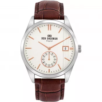 Relógio BEN SHERMAN homem WB039T 43mm bracelete de pele castanha mostrador preto