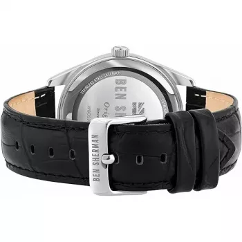 Relógio BEN SHERMAN homem WB039UB 43mm mostrador preto bracelete de pele sintética preta