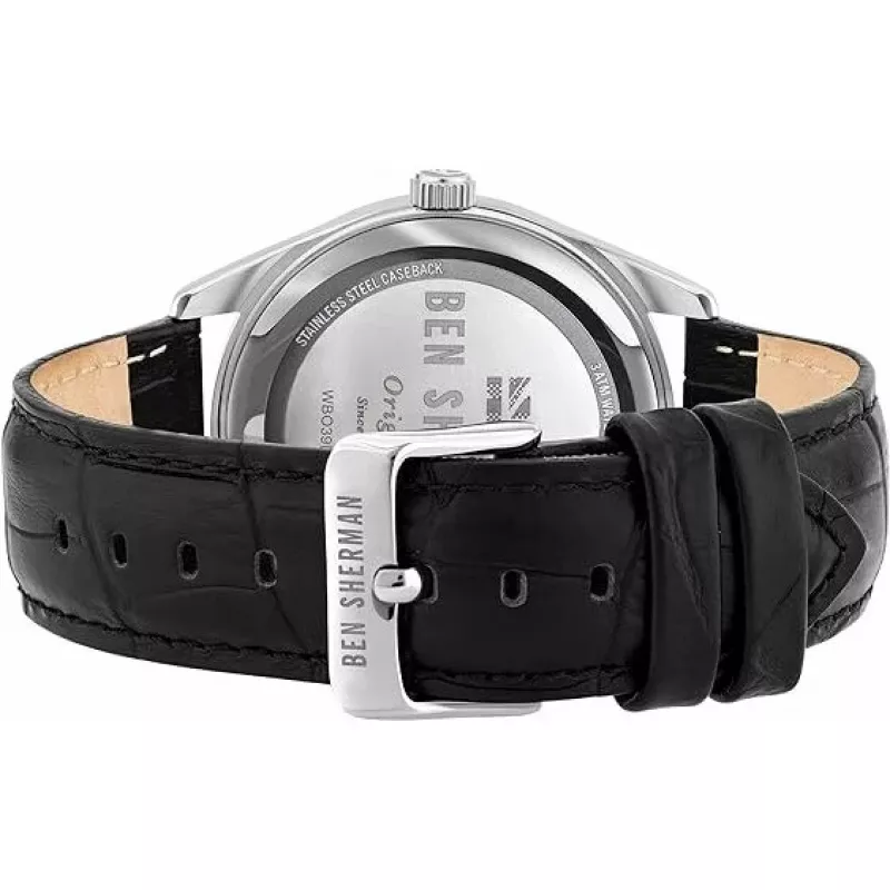 BEN SHERMAN relógio para homem WB039UB 43mm mostrador preto bracelete de couro sintético preta