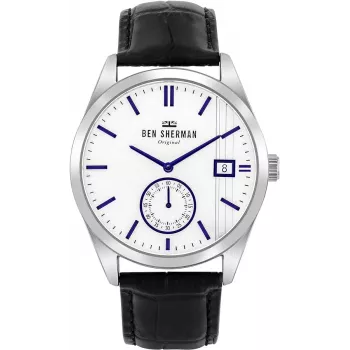 Relógio BEN SHERMAN homem WB039UB 43mm mostrador preto bracelete de pele sintética preta
