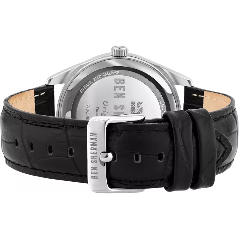 Relógio de quartzo analógico Ben Sherman homem WB039BB 43 mm mostrador preto bracelete de pele preto