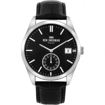Relógio de quartzo analógico Ben Sherman homem WB039BB 43 mm mostrador preto bracelete de pele preto
