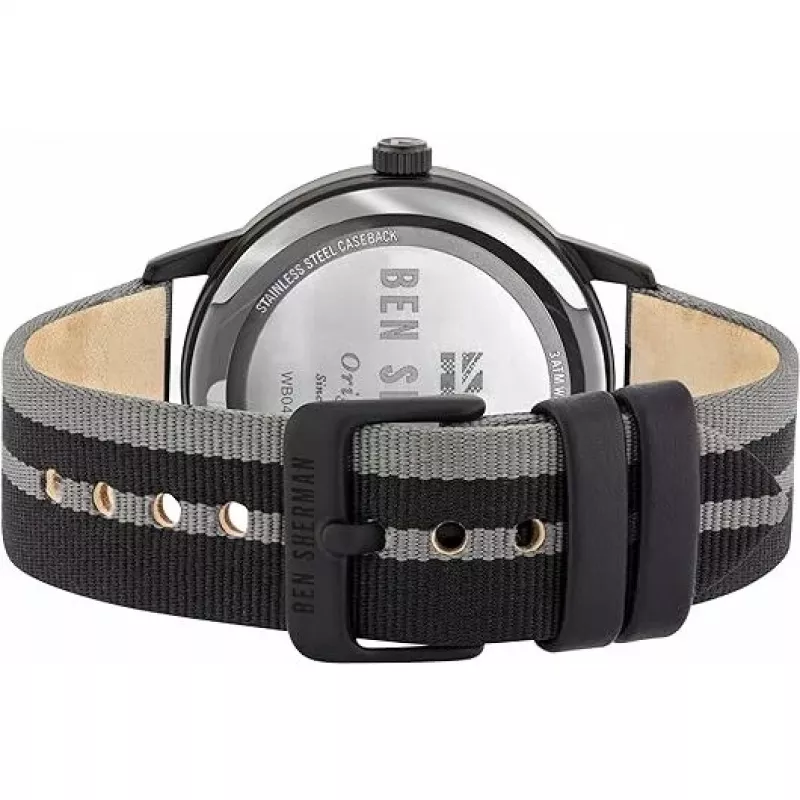Ben Sherman homem WB042BE relógio analógico de quartzo 43mm mostrador azul bracelete de couro castanha