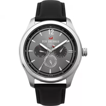 Relógio de homem Ben Sherman WBS112B analógico de quartzo 43mm mostrador preto bracelete de pele