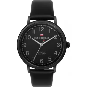 Relógio Ben Sherman WBS113BB homem analógico quartzo 43mm mostrador preto bracelete de pele genuína