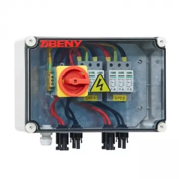 Painel interruptor de corte DC PV BENY, entrada 2 strings para saída 2 strings, caixa exterior IP65