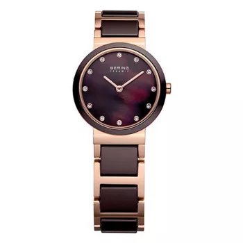 Bering relógio de mulher Classic 11422-765 - 22mm aço inoxidável dourado rosa mesh