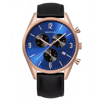 Relógio de homem Bering Classic Minimalist de quartzo 10542-567 42 mm ouro rosa marrom