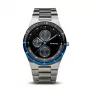 BERING relógio de homem de quartzo Classic Minimalist 39mm caixa de titânio mostrador azul bracelete de malha milanesa de aço inoxidável cinzenta 32339-702