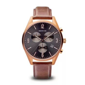 Bering relógio de quartzo de homem Classic 10542-562 42mm mostrador castanho bracelete mesh de aço inoxidável castanho