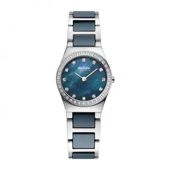 Relógio de quartzo de homem BERING Classic 32426-707 26mm aço inoxidável mostrador azul sol