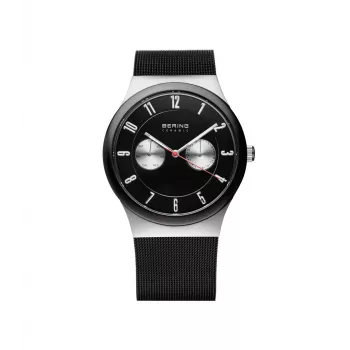 Relógio de homem BERING 32139-202 Classic Collection 39mm quartzo malha de aço inoxidável mostrador preto