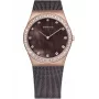 BERING Relógio de mulher Classic quartzo analógico 26 mm aço inoxidável ouro rosa e castanho