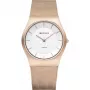 Relógio de pulso de mulher BERING Classic quartzo analógico 35mm ouro rosa aço inoxidável malha 11935-366