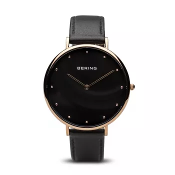 BERING relógio de quartzo mulher Classic 14839-462 39mm ouro rosa aço inoxidável malha